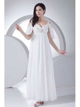 Ankle Length Empire Waist Maternity Wedding Dress with Straps