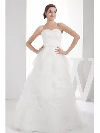 Simple White Sweetheart Organza Wedding Dress