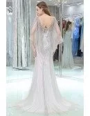 Sexy Gray Long Slim Prom Evening Dress With Beading Sequins