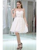 Sweetheart Short Lace Beaded Simple Little Dress For Prom