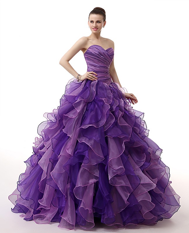 Formal Pleated Top Ballgown Ruffled Quinceanera Dress with Corset # ...