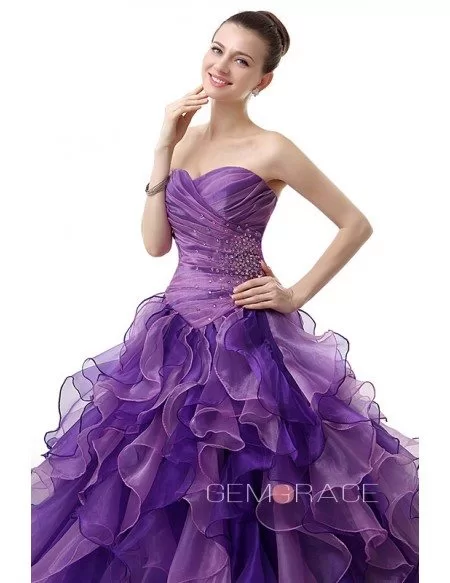 Formal Pleated Top Ballgown Ruffled Quinceanera Dress with Corset