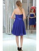 Royal Blue Simple Cocktail Chiffon Prom Dress Strapless