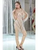Exaggerated Beading Long Sleeves Formal Jumpsuits For Parties