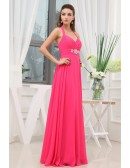 A-line Halter Floor-length Chiffon Prom Dress With Beading