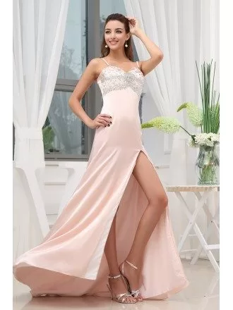 A-line Sweetheart Floor-length Satin Prom Dress