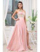A-line Sweetheart Floor-length Chiffon Prom Dress With Beading