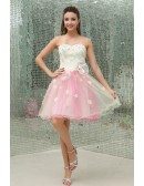 A-line Sweetheart Short Tulle Homecoming Dress With Flowers