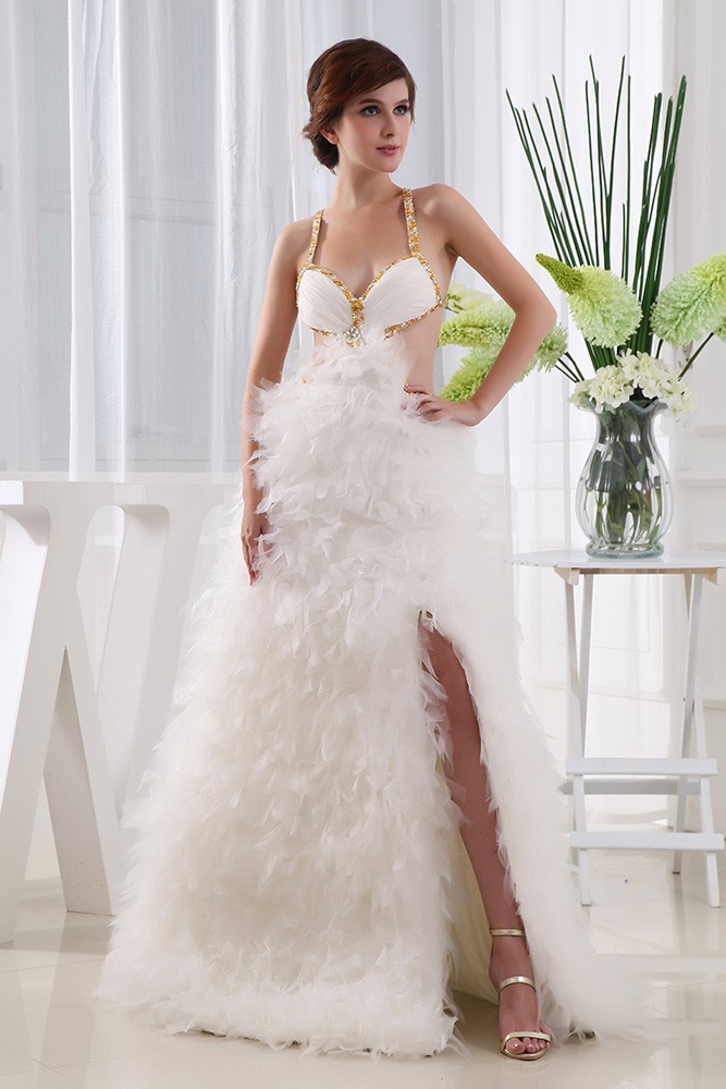 Wrenlee |A-line V-Neck Tulle Prom Dress with Tiered Ruffles
