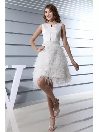 A-line Scoop Neck Knee-length Satin Homecoming Dress