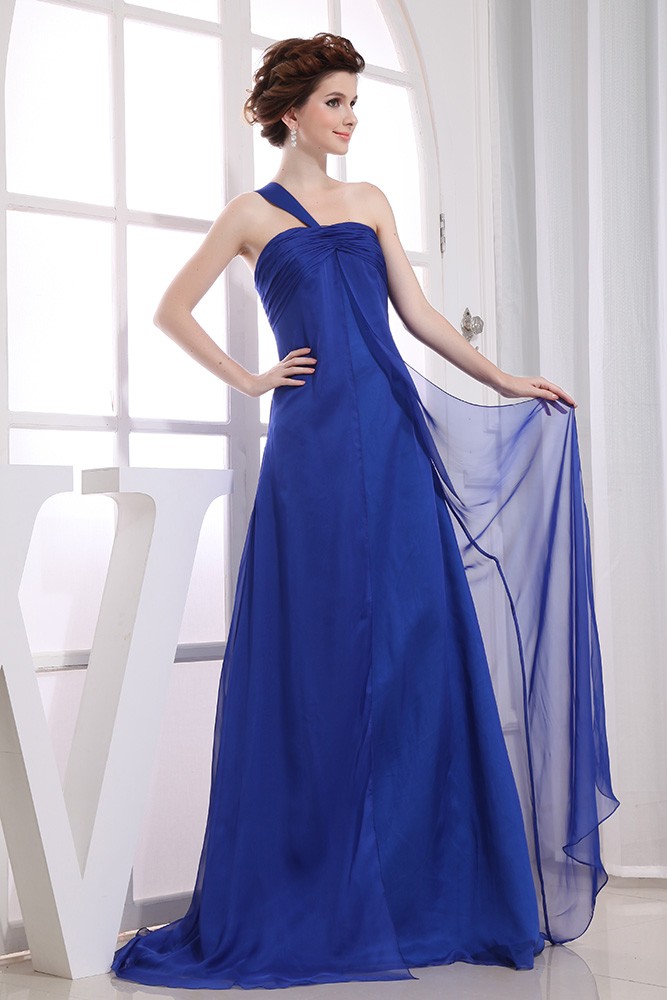 A-line One-shoulder Floor-length Chiffon Evening Dress #OP3173 $126.9 ...