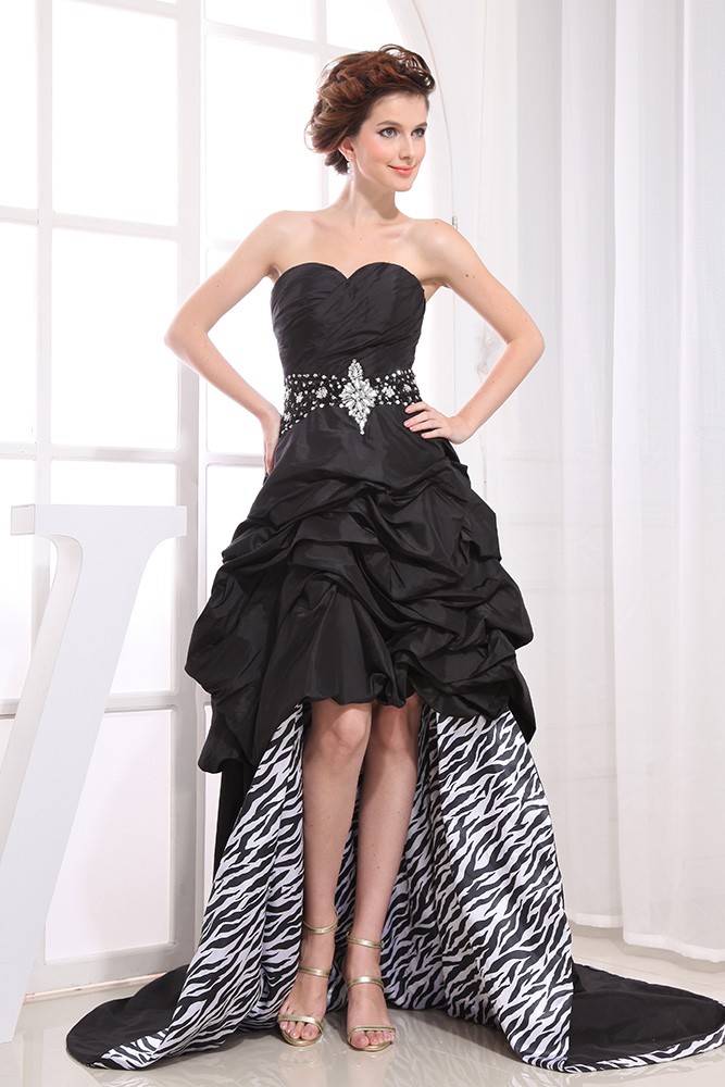 Black A Line Sweetheart Asymmetrical Satin Wedding Dress With Beading Op3191 206 