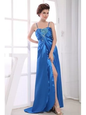 A-line Sweetheart Floor-length Satin Evening Dress With Beading