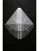 Beautiful Short White Beading Wedding Veil in Waist Length