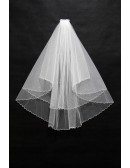 Beautiful Short Beaded Wedding Veil with Wavy Hem