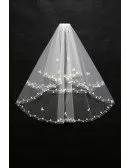 Tulle Beaded Simple Bridal Veil in Ivory