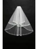 2 layers short Wedding veil with Beading Trim
