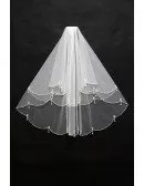 Elegant Short White Wedding Veil with Beading