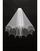 Simple Elegant Short Tulle Wedding Veil with Beading