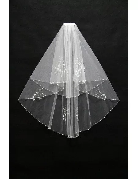 Gorgeous Comb Beading Bridal Veil in Ivory