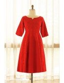 Plus Size Red Lace Short Occasion Party Dress With Half Sleeves