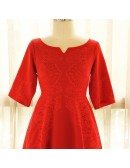 Plus Size Red Lace Short Occasion Party Dress With Half Sleeves