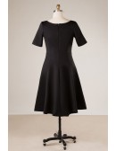 Plus Size Women Simple Black Short Party Dress With Sleeves