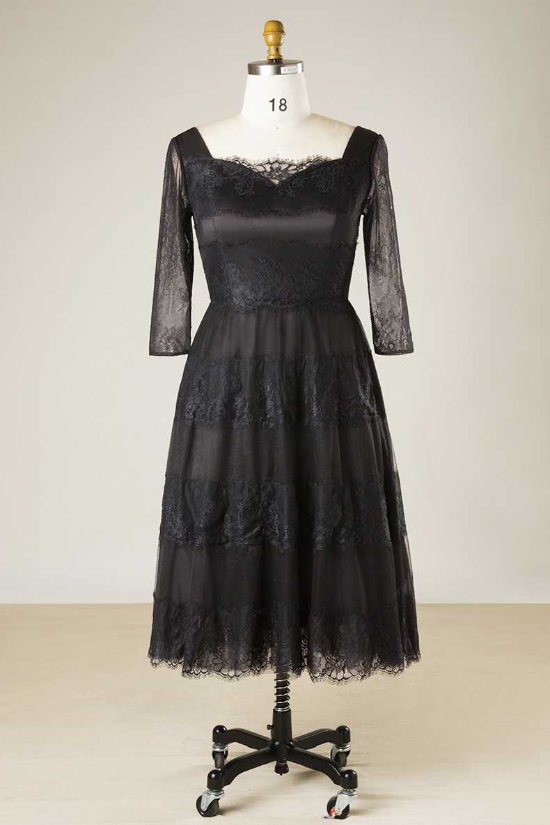 Elegant Short Black Lace Plus Size Formal Occasion Dress With Lace ...