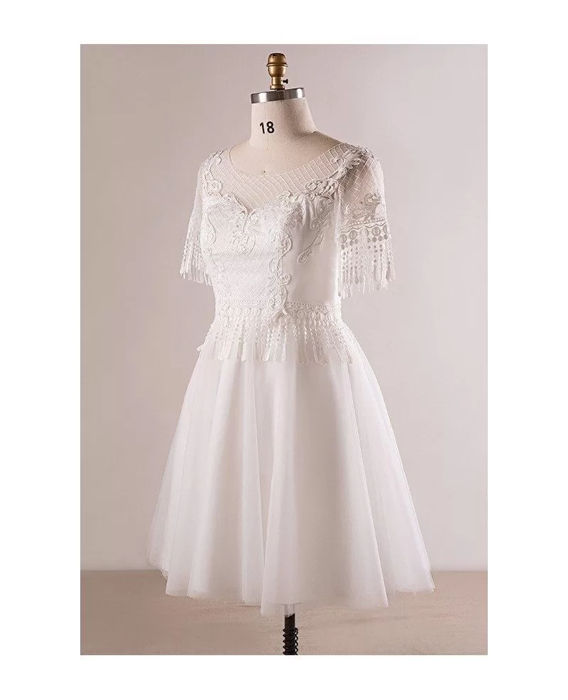 Custom Plus Size Unique Lace Short White Wedding Dress #MN079 ...