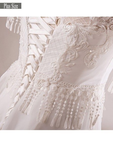 Custom Plus Size Unique Lace Short White Wedding Dress