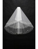 Simple beaded short bridal veil with comb
