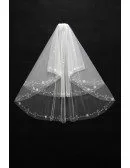 Simple Beading Tulle Bridal veil in short length