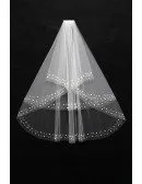 Beautiful Beading Ivory Bridal veil in Elbow Length