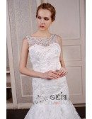 Mermaid Scoop Neck Court Train Tulle Wedding Dress With Beading Appliquer Lace