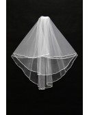 Cheap Simple short white bridal veil with beading
