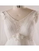 Plus Size Ivory Beaded Flowers Empire Waist Long Tulle Wedding Dress Butterfly Sleeves