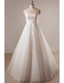 Plus Size Ivory A-line Lace Floor Length Strapless Wedding Dress With Shawl