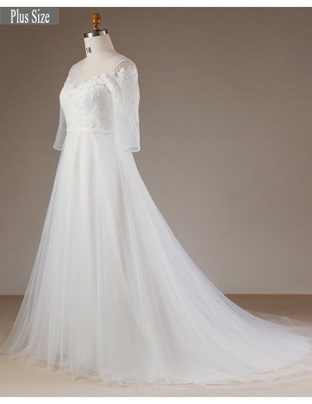 Beautiful Plus Size Lace Half Sleeve Wedding Dress For Plus Size Women ...
