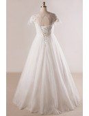 Plus Size Beaded Lace A-line Wedding Dress With Short Sleeves