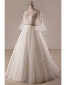 Retro Plus Size Trumpet Sleeve Lace A-line Wedding Dress