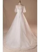 Plus Size Flowers Lace Country Outdoor Wedding Dress With Butterfly Sleeves
