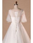 Plus Size Flowers Lace Country Outdoor Wedding Dress With Butterfly Sleeves