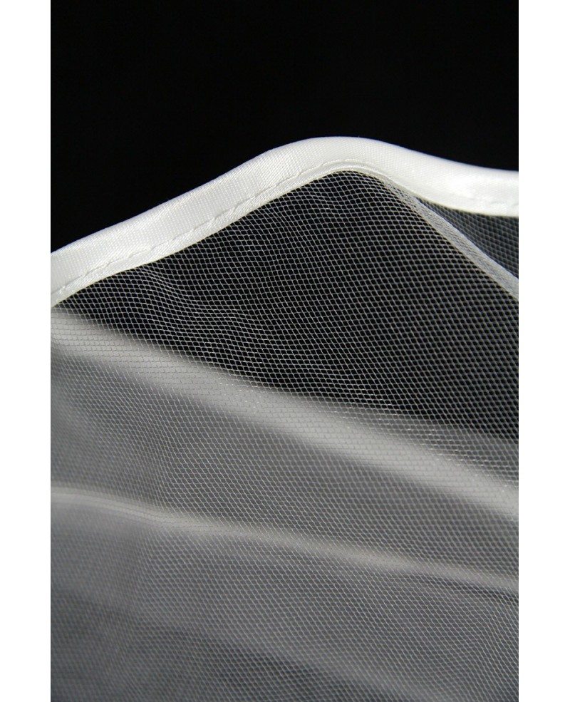 4 Layers Short Tulle Bridal Veil with Satin Hem #BV051 - GemGrace.com