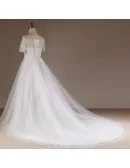 Simple Plus Size Off Shoulder Tulle Wedding Dress With Lace Back