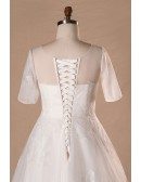 Modest Plus Size A-line Lace Tulle Wedding Dress With Corset Lace Back