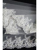 Long style White bridal veil with Lace Trim