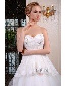 Ball-Gown Sweetheart Court Train Tulle Wedding Dress With Beading Appliquer Lace