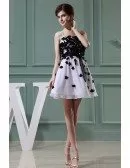 Floral Satin Strapless Homecoming Dress - Corset A-Line Short Cocktail Party Dress