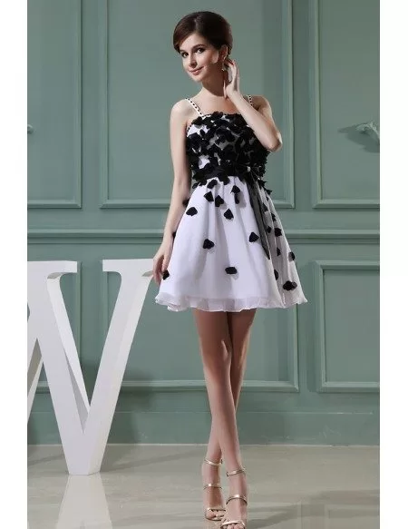 A-line Strapless Short Chiffon Homecoming Dress With Flowers