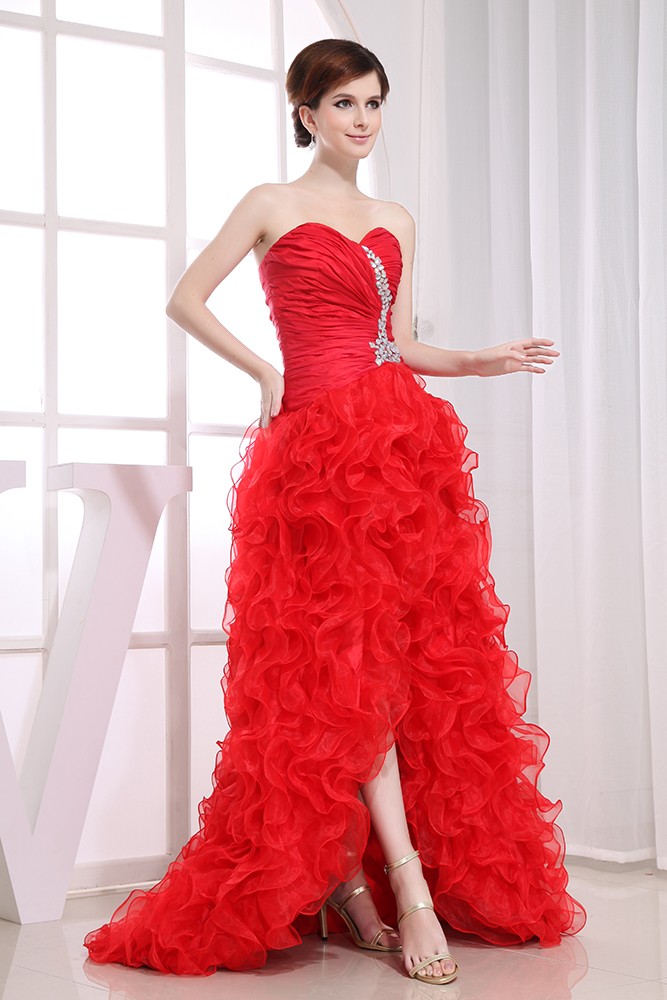 Ball-gown Sweetheart Asymmetrical Tulle Prom Dress With Cascading ...